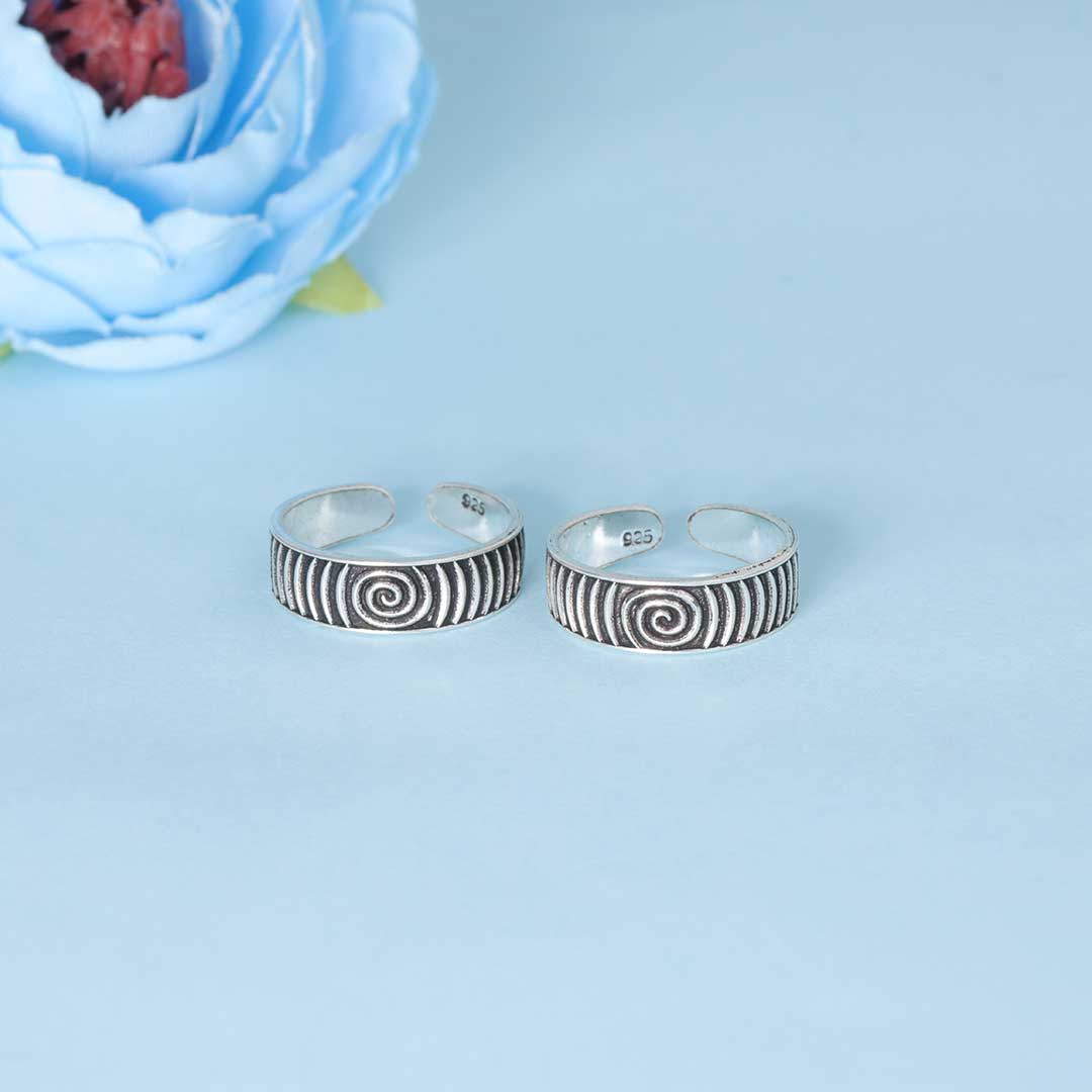 925 Sterling Silver Spiral Toe Rings for Women