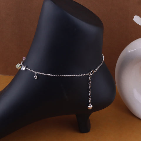 Color change white cube shape silver anklet