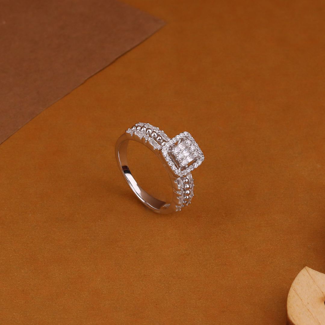 Princess-Cut Composite Diamond Square Frame Ring