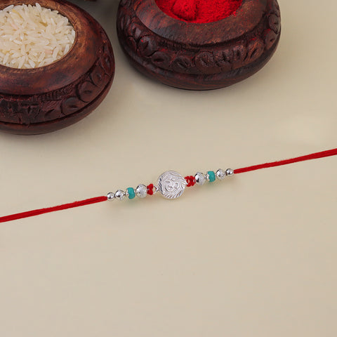 Spiritual Om Rakhi with Silver Beads