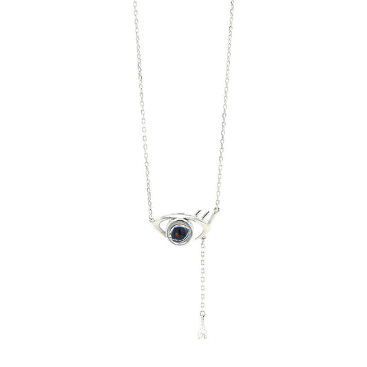 Evil eye silver pendant with chain