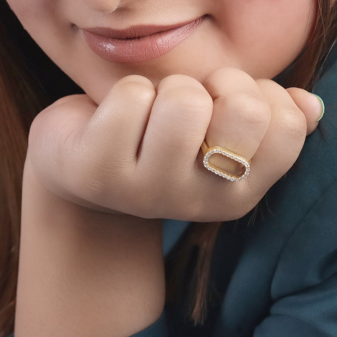 Gold plated paperclip design adjustable ring