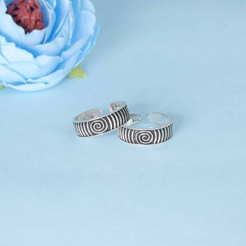 925 Sterling Silver Spiral Toe Rings for Women