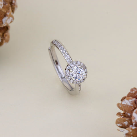 925 Sterling Silver Round Cut Diamond Solitaire Ring for Women