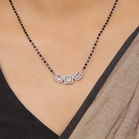 Sterling Silver Stone Studded Mangalsutra