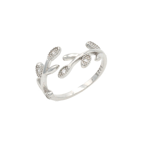 925 silver Leaf diamond ring