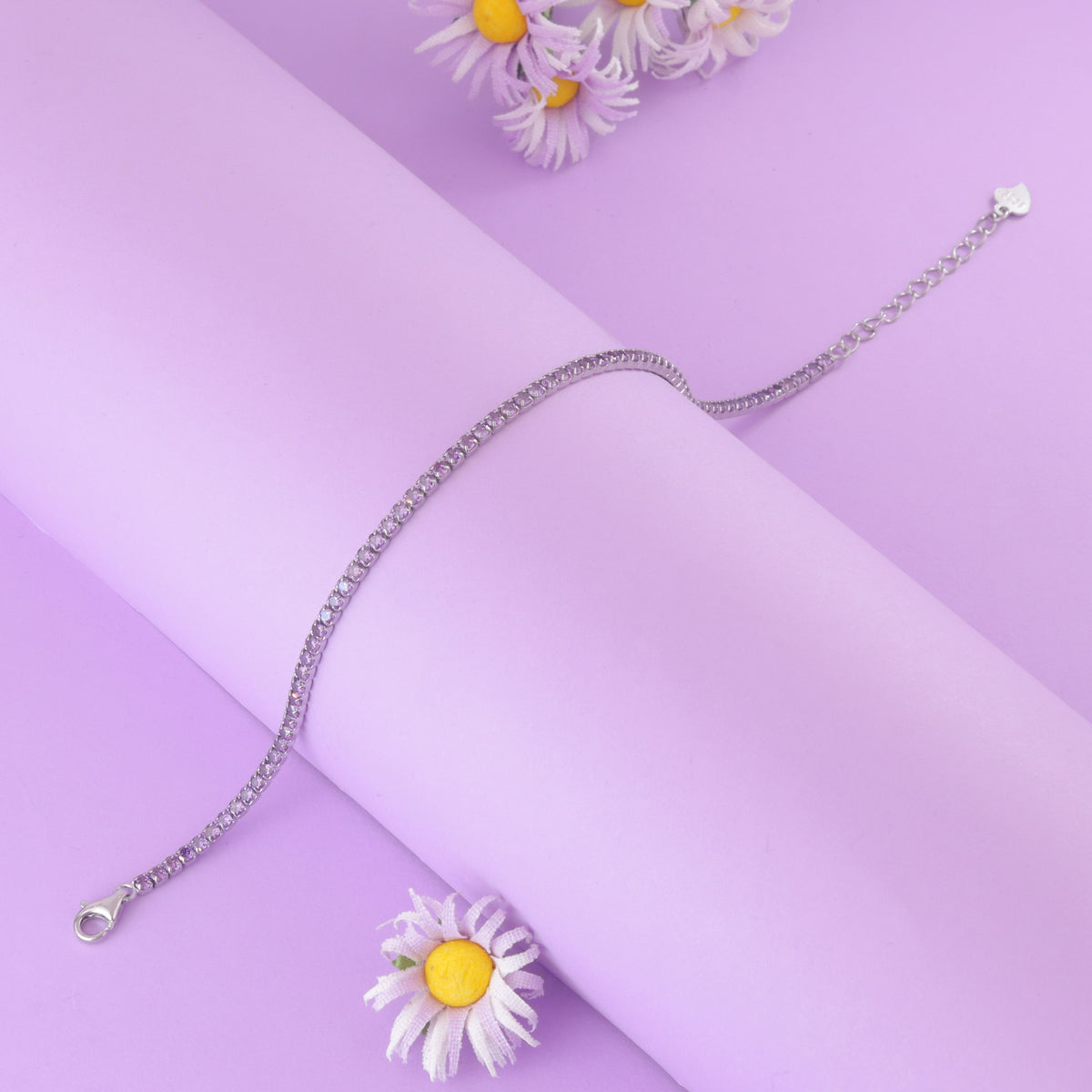 925 Sterling Silver Sapphire Sparkle Tennis Bracelet For Women