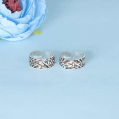 925 Sterling Silver Braided Rope Toe Rings for Women