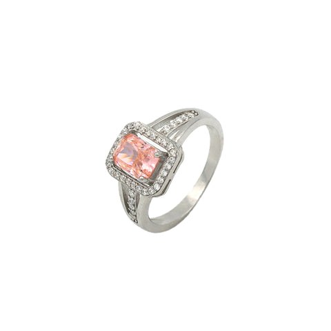 Silver Peach Sapphire Ring