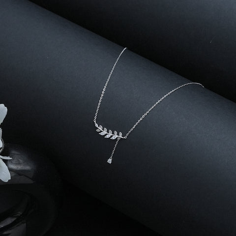 CZ Leaf Pendant & Chain for Women