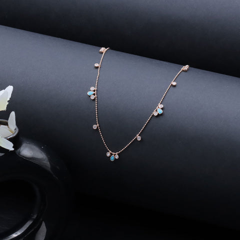 Rose Gold Plated Beaded Charm Necklace