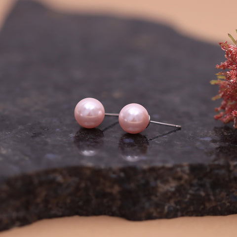 Pink Pearl Silver Earring