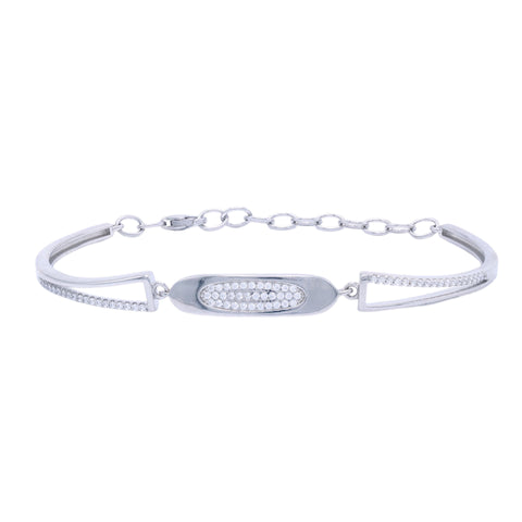 Silver Oval Shape  Cuff Bracelet