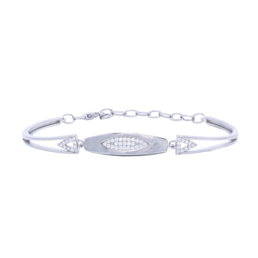 925 Silver diamond ladies kada adjustable bracelet