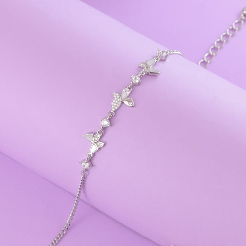 925 Sterling Silver Butterfly Charm Bracelet for Women