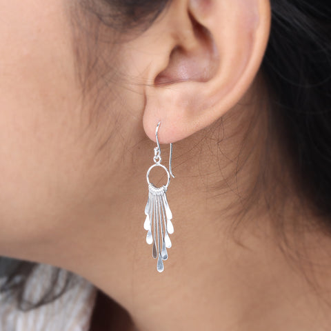 925 Sterling Silver Long Tassel Drop Earrings for Women