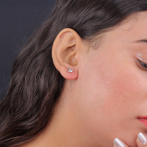 Elegant Swan CZ 925 Sterling Silver Stud Earrings