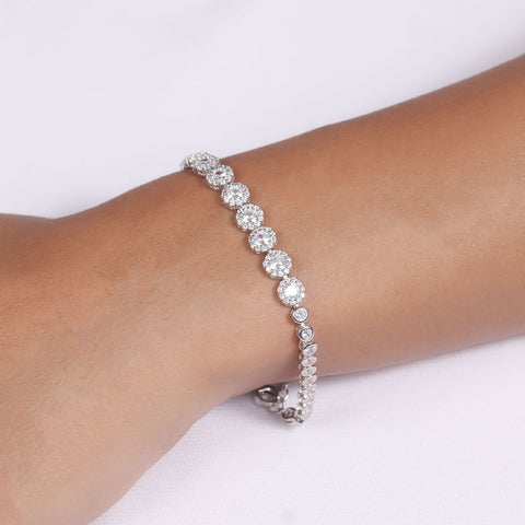 925 Sterling Silver Designer Chain Tennis Bracelet