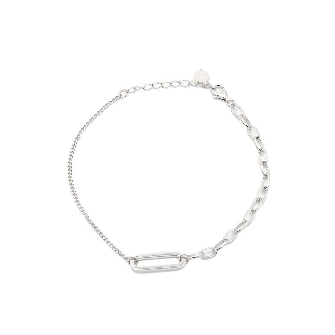 925 Silver Round link with chain bracelet