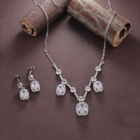 925 silver Sapphire Necklace & Earrings Set