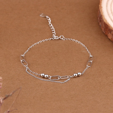 ERI 925 Silver Interlinked Chain  Adjustable Bracelet