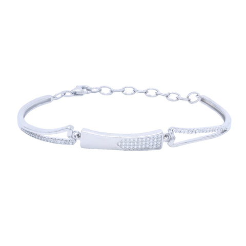 925 Silver zircon adjustable cuff bracelet