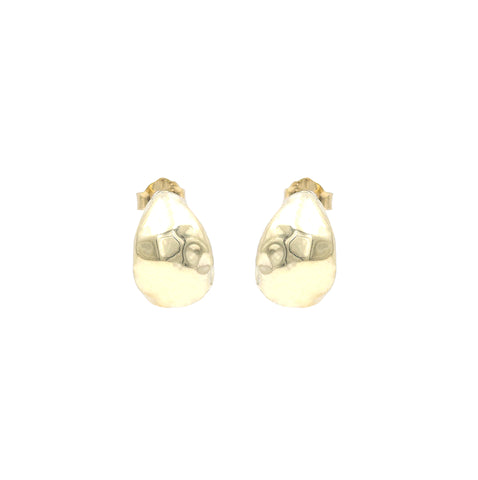 Gold Plated 925 Sterling Silver Hammered Dome Stud Earrings for Women