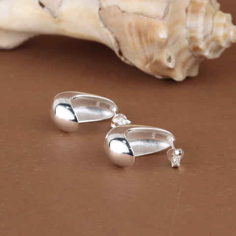 925 Sterling Silver Chunky Huggie Hoop Earrings