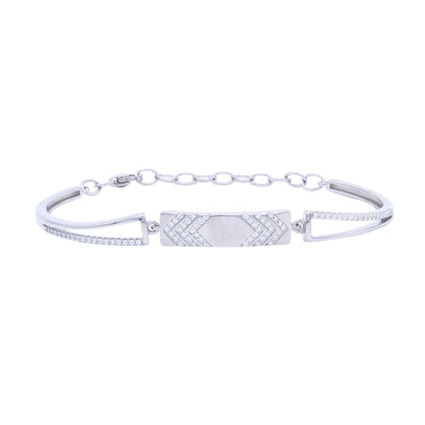 Silver chevron kada diamond bracelet