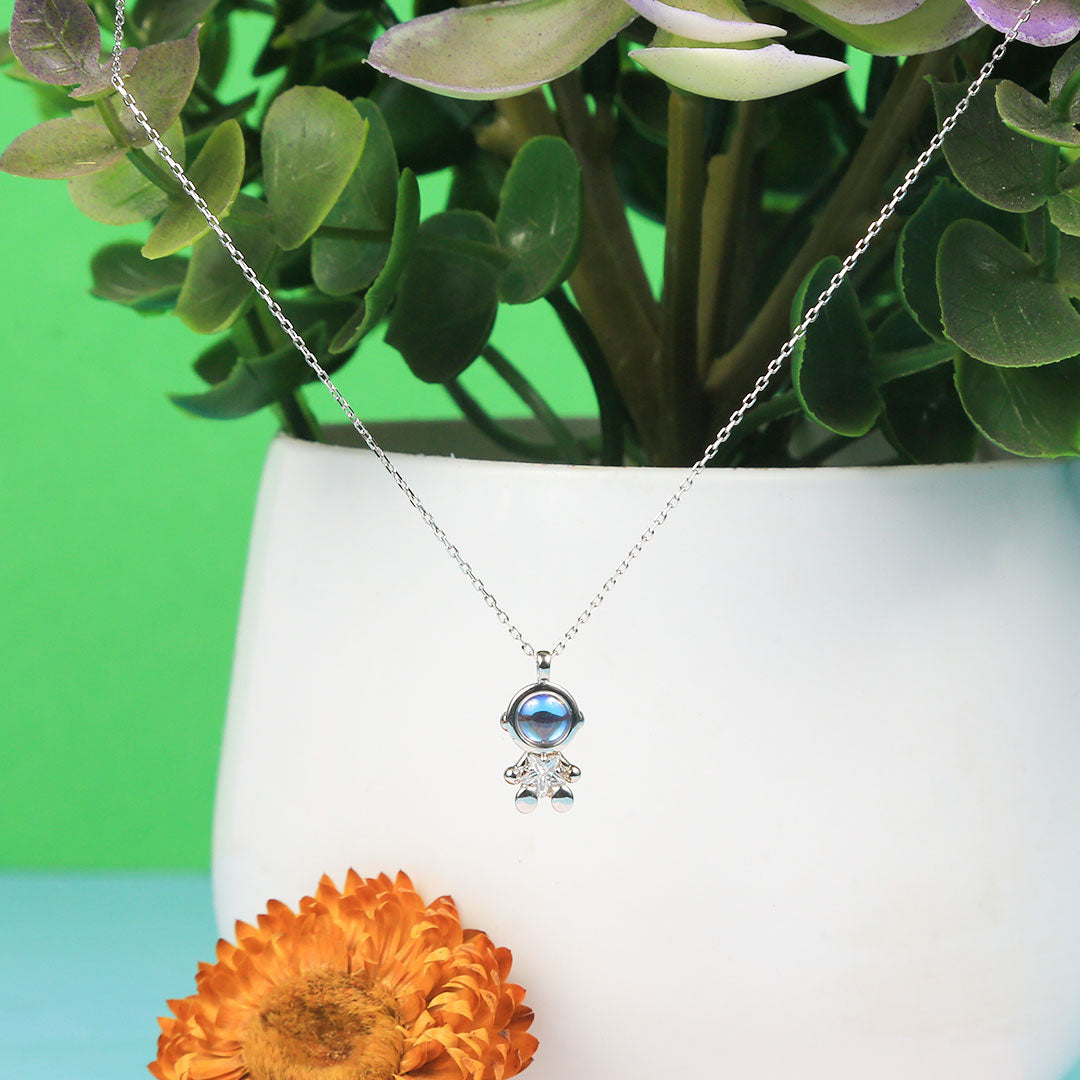 Handcrafted Sterling Silver Spaceman Moonlight Blue White Color Change ...