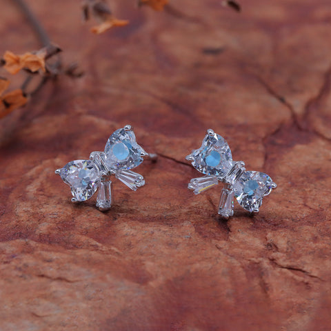Sterling Silver Cubic Zirconia Ribbon Earrings
