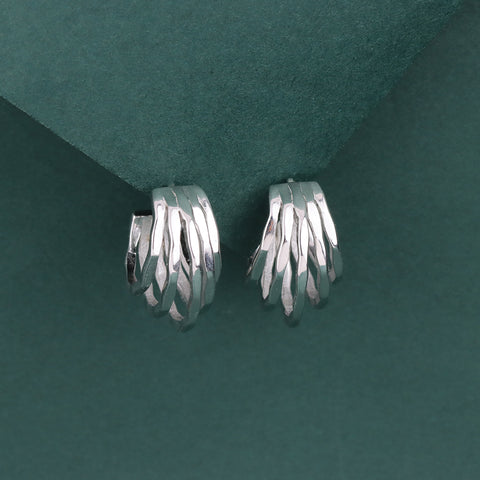 925 Sterling Silver Textured Hoop Earrings for Women