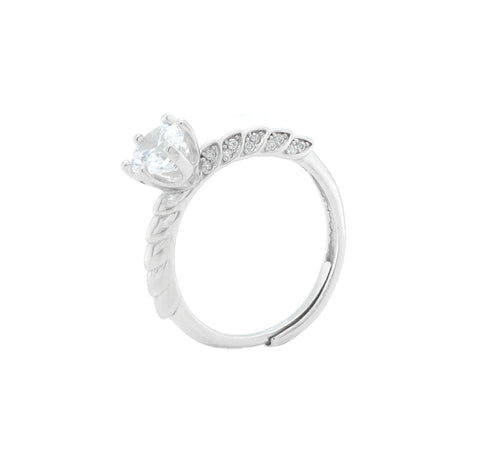 Sterling Silver Round Solitaire Diamond Ring for Women