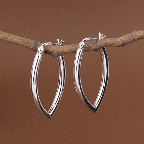 925 Sterling Silver Teardrop Hoop Earrings for Women