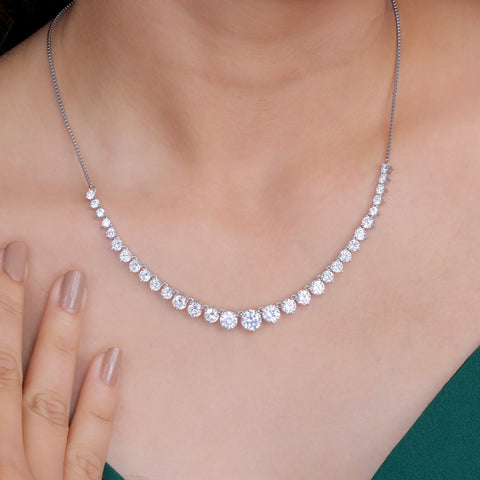 925 Sterling Silver Solitaire CZ Necklace & Earrings Set