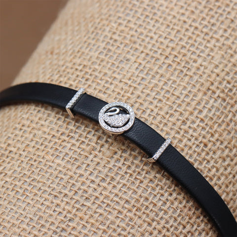 Silver duck shape leather bracelet
