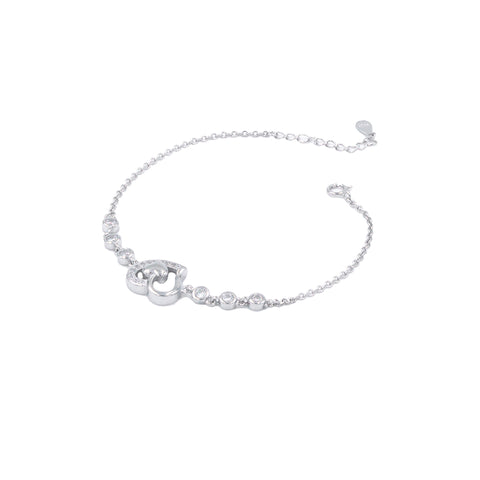 Silver Crystal Heart  Bracelet