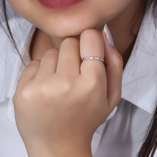 Silver Baguette Cut Diamond Ring