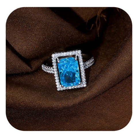 Sky Blue Sapphire Square Ring