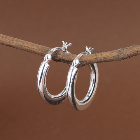 925 Sterling Silver Classic Hoop Earrings