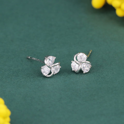 Elegant 925 Silver CZ Stud Earrings for Women