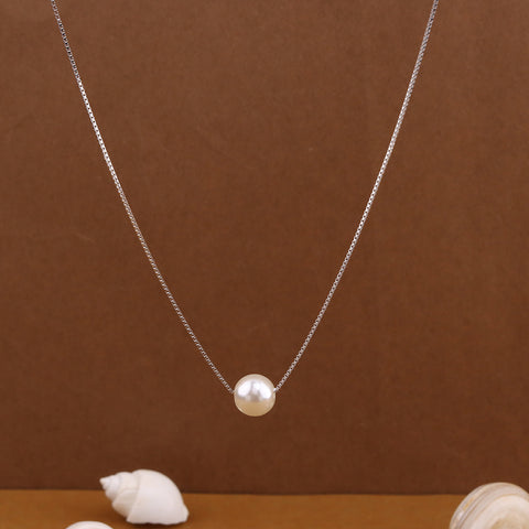 Single Pearl Necklace on Sterling Silver