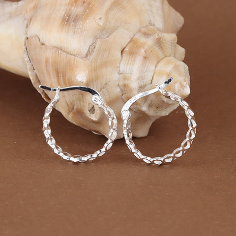 925 Sterling Silver Open Weave Hoop Earrings for Women