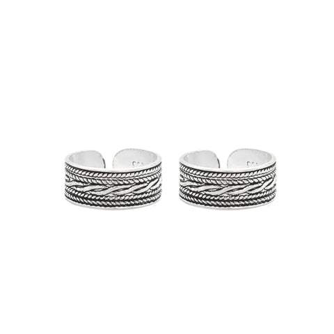 925 Sterling Silver Braided Rope Toe Rings for Women