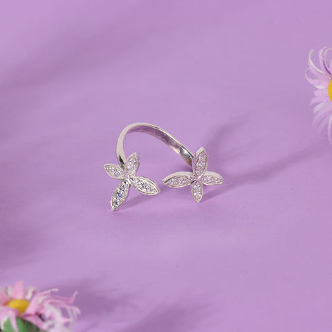 Sterling Silver Butterfly Ring With Adjustable Size.