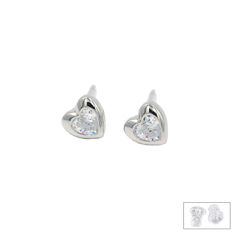 Silver Heart Shape Earrings