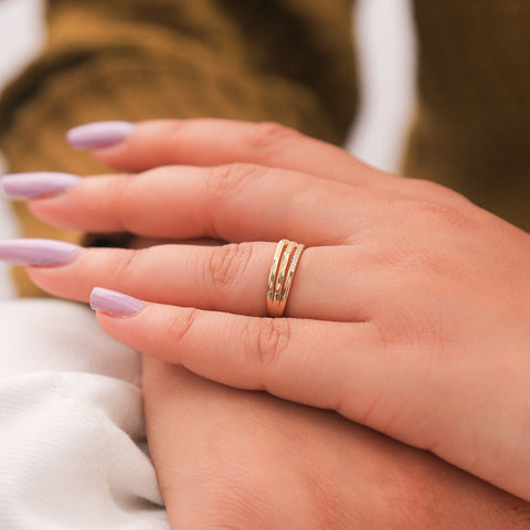 Gold plated Triple Layered  Adjustable Ring