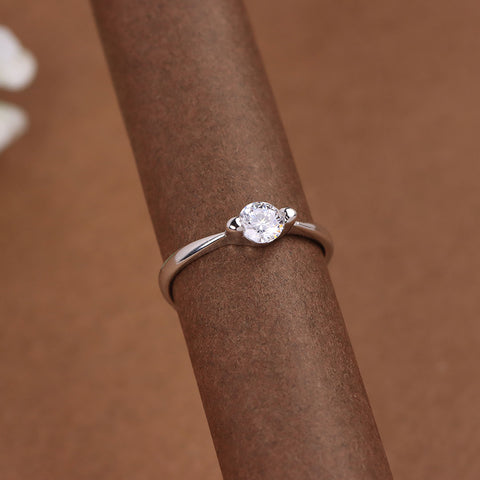 Silver Single Diamond Adjustable Ring