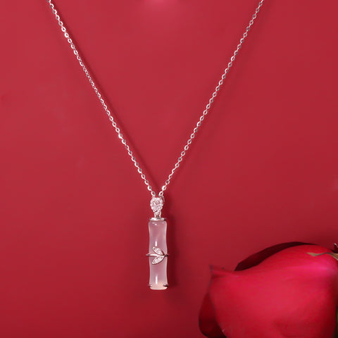 Silver bamboo shape pendant with chain