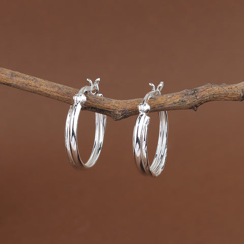 925 Sterling Silver Twisted Hoop Earrings for Women